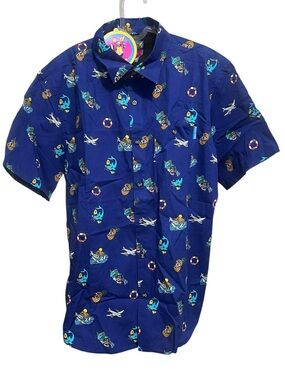 NWT Pardy Time Disaster Island Men's Woven Hawaiian Shirt Size Large